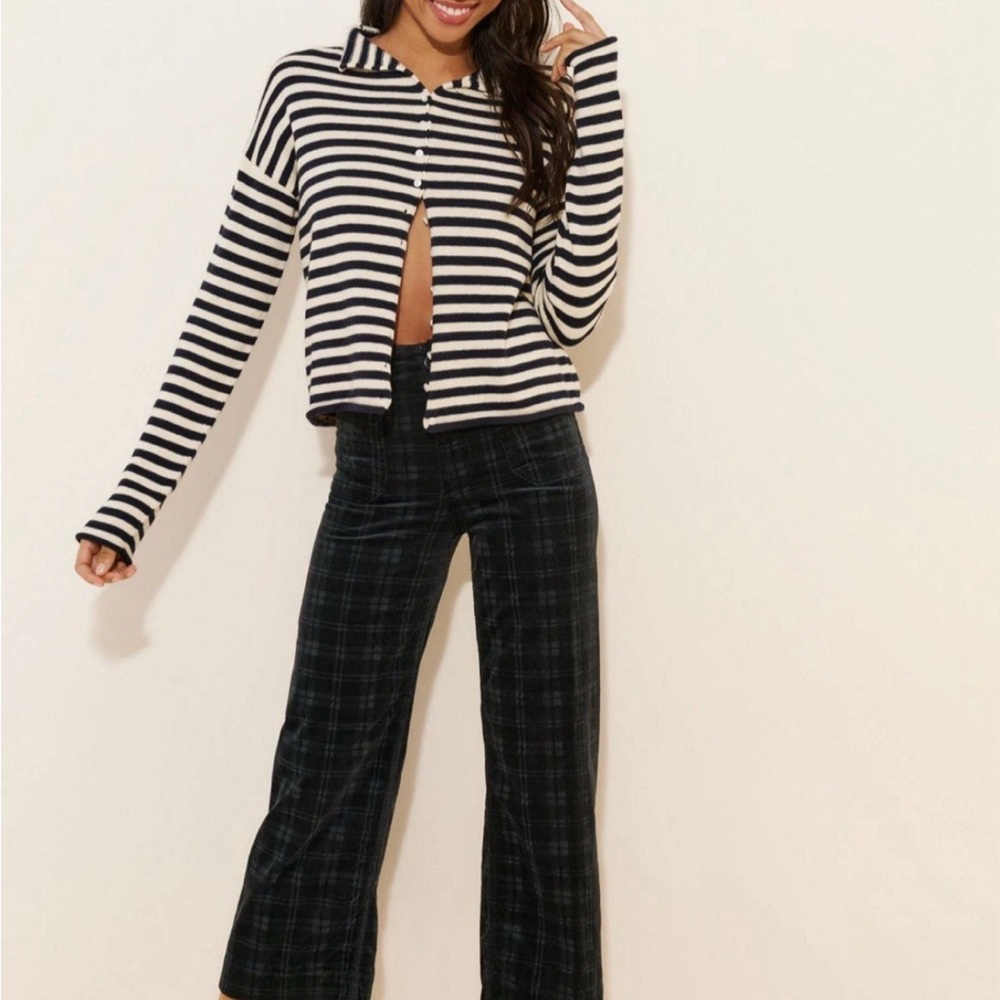 Anthropologie NWT Maeve Colette Cropped Pants Plaid Corduroy, Size: 28